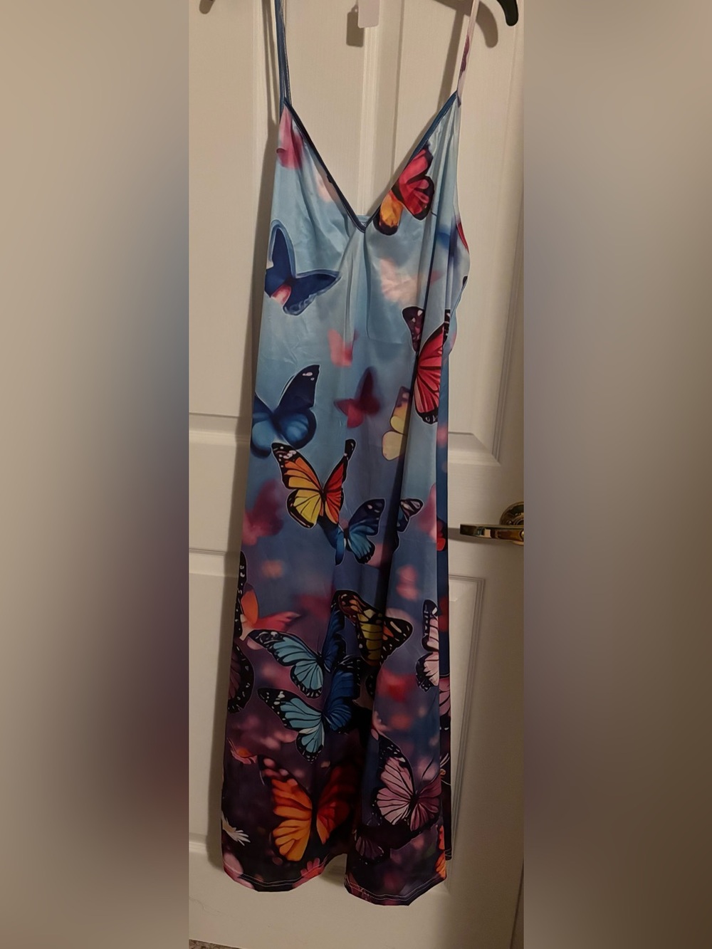 Butterfly-Print Blue - Lightweight Women's maxi dress